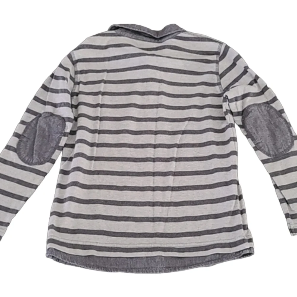 GAP KIDS Twofer Chambray Gray Striped Long Sleeve Polo Rugby Shirt S 6 7